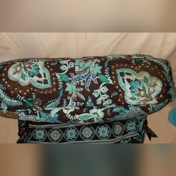 Large Vera Bradley zip tote in blue and aqua mixed pattern Java Blue - Picture 5 of 5